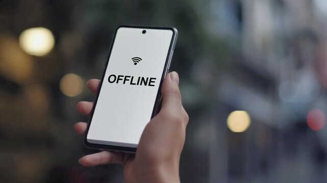 Phone with the text "offline".
