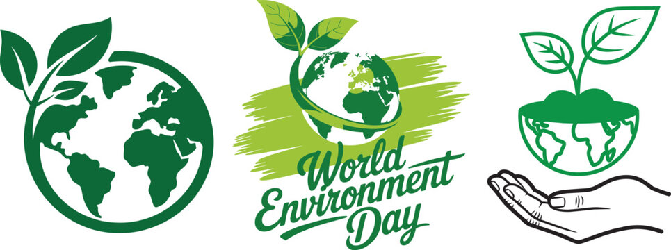 World environment day graphic collage with earth and plant icons, save earth