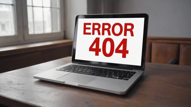 Error 404 on a laptop.