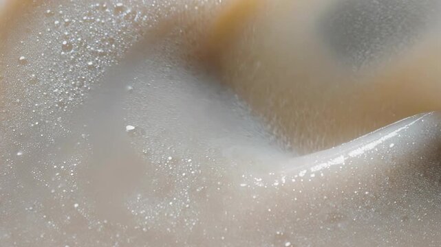 Premium Extreme Macro Skincare Liquid Stirred with Creamy Smoke and Glossy Micro Bubbles 4K