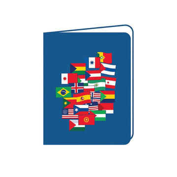 Blue Notebook with Flag Collage Design.