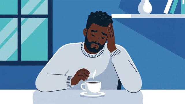 A Day Of Emotional Exhaustion With Coffee In Animated Illustration