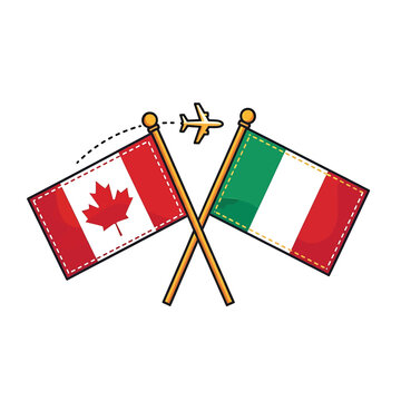 Canada and Italy flags crossed.