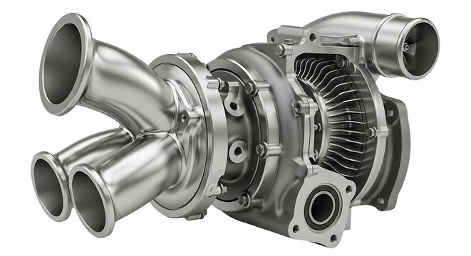 An industrial turbine system with multiple nozzles and pipes is shown in a mechanical engineering context.