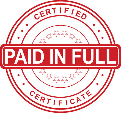 Red Certified Paid In Full Rubber Stamp Certificate