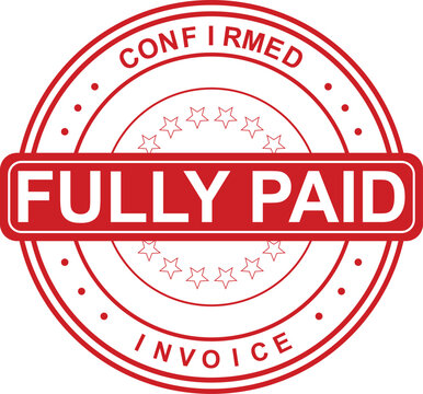 Fully Paid Invoice Red Rubber Stamp - Confirmed Payment Seal