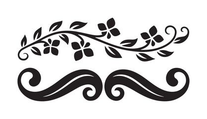 Elegant black floral vine and decorative swirl border dividers for wedding invitations and stationery design © abdurrahimsofikul