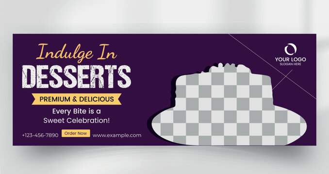 Premium delicious dessert cake shop web banner template
