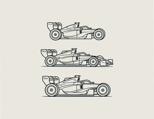 Fototapeta premium Formula racing car outline vector illustration on white background