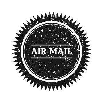 Post stamp, label or badge. Grunge imprint and postmark with text. Brown vintage circle postcard watermark. Used envelope design element. Vector illustration
