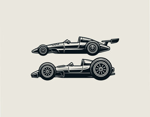 Fototapeta premium Vintage formula racing car silhouette vector illustration on white background