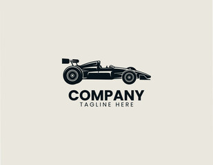 Fototapeta premium Vintage formula racing car silhouette vector illustration on white background
