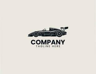 Fototapeta premium Vintage formula racing car silhouette vector illustration on white background