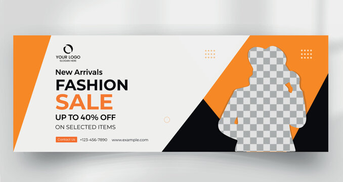 New arrivals fashion sale web banner template with elegant woman
