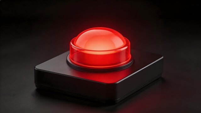 Red glowing button on black base
