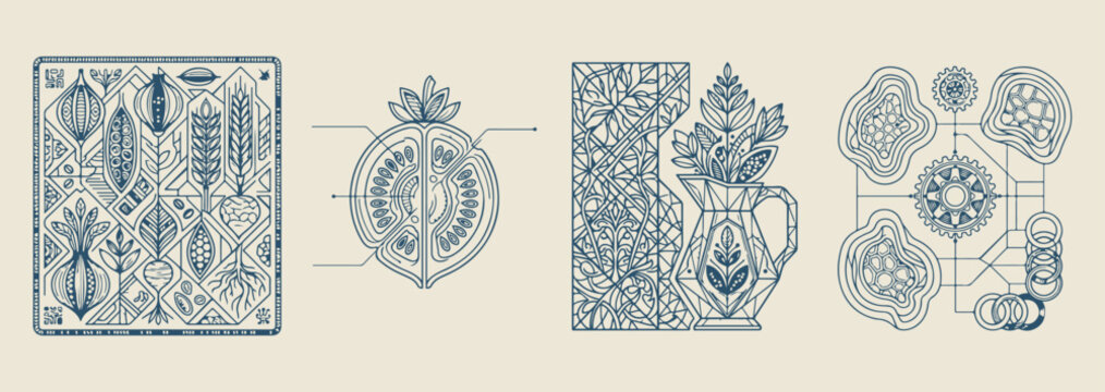 botanical fruit cross-section drawing, minimalist organic produce sketch, clean nature plant art, modern food interior graphic, simple fruit anatomy icon, fresh agriculture detail, premium vector bota