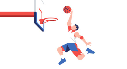 Basketball Player Dunking Slam Dunk Action Sport Illustration © Fatim