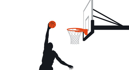 Basketball Player Dunking Silhouette on White Background © Fatim