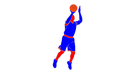 Basketball Player Shooting Ball Silhouette, Dynamic Action Pose © Fatim