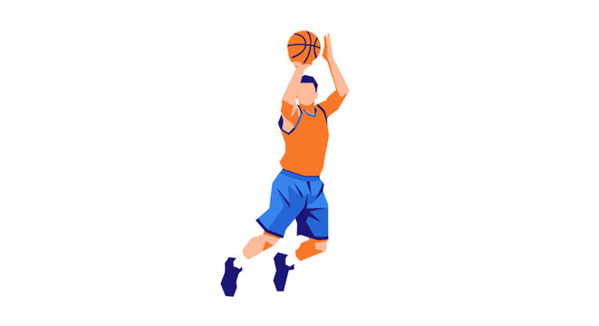 Basketball Player Jumping to Shoot, Dynamic Action Shot