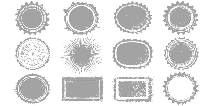 Set of round frames and black and white vintage labels featuring vector circle badges, retro borders, and decorative design elements