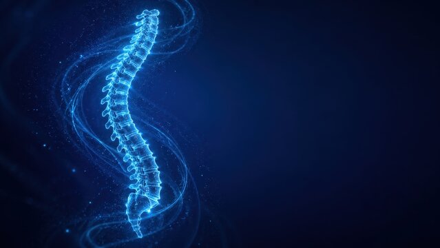 A Stunning Visualization of the Human Spine: Exploring the Complexity and Elegance of the Spinal Column System in a Dynamic, Blue Radiance