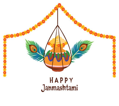 happy janmashtami vector illustration