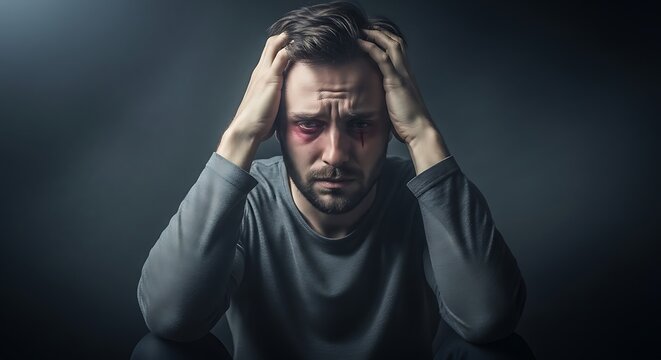 Man Experiencing Stress and Frustration.