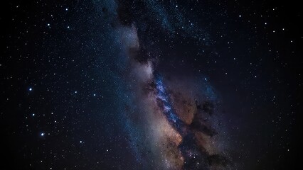 Fototapeta premium Night sky filled with stars and the Milky Way galaxy over a dark landscape
