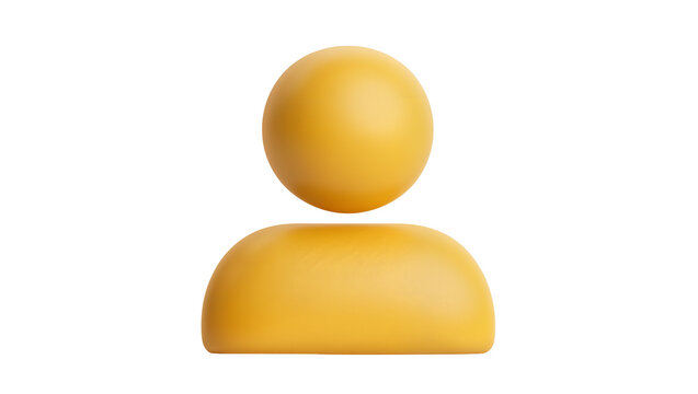 Yellow 3D person icon, isolated on transparent background
