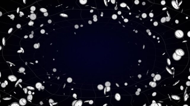 Falling 3D Clocks Animation Background, Endless,  Loop
