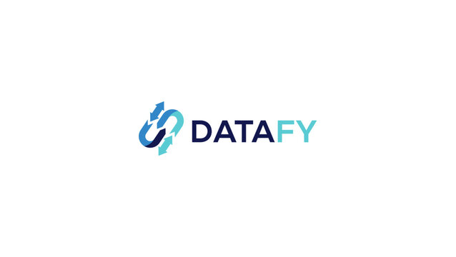 Datafy Corporate Logo Design with Abstract Blue Arrows and Modern Typography