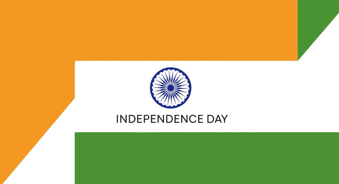 India Independence Day Graphic with Saffron White and Green Abstract Background