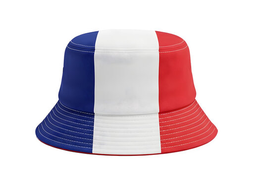 French tricolore bucket hat isolated on transparent background national flag design fashion accessory