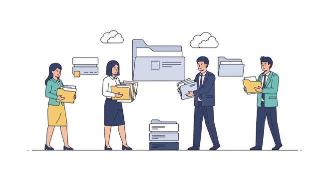Business team organized document management and cloud storage concept