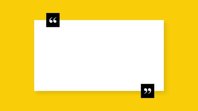 Yellow Quote Frame or message box Animation with Minimal Border Overlay Modern Testimonial Motion Graphic Clean Presentation Quote Box Animation