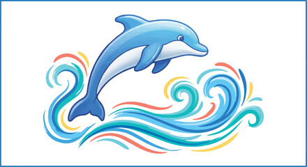 colorful dolphin jumping out of ocean waves © Mohammad