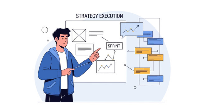 Business Strategy Execution: Planning and Workflow Concept Illustration