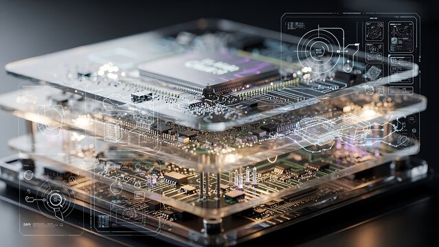 Transparent electronic device circuit board.