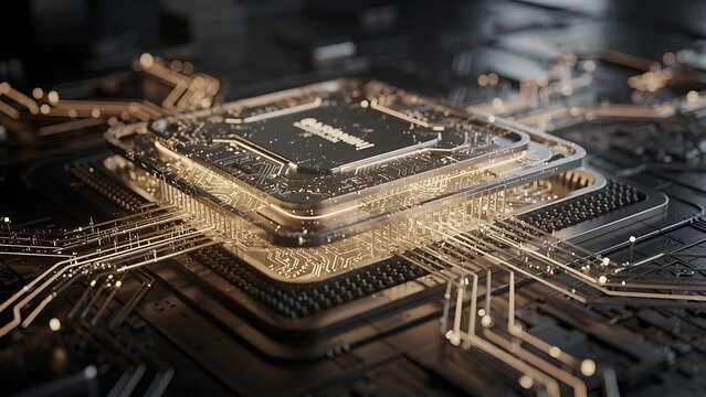 Close-up of a computer microchip.