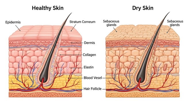Comparison of Healthy and Dry Skin.