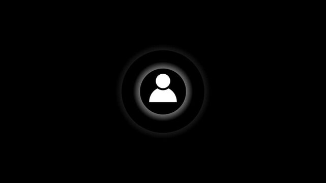User ID interface with person icon and wave on black background. The concept of online communication and use interface. 4k video animation