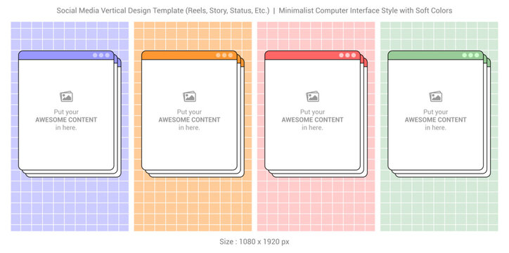 Minimal pastel social media story template with retro computer window Style