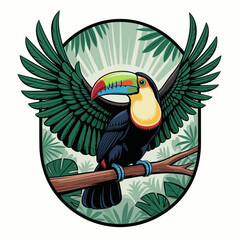 Fototapeta premium Colorful Toucan Bird Perched on Branch.