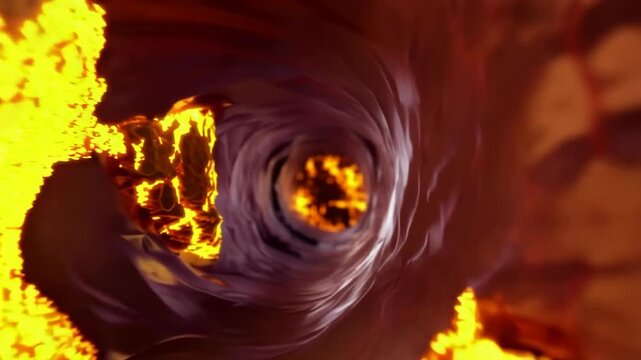 3D Animation of Human Heart with Severe Atherosclerosis and Glowing Yellow Plaque