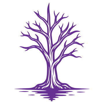 Purple Tree Silhouette Illustration Nature Art Design Element Decorative Graphic