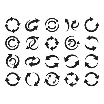 Collection of various circular arrow icons for navigation and direction  symbols