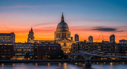 Fototapeta premium St Pauls Cathedral London cityscape sunset.