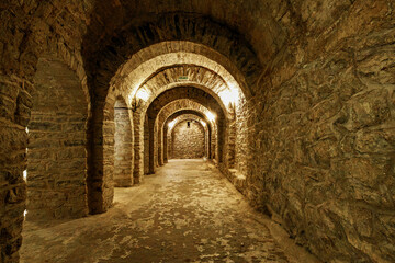 Obraz premium Abbey of Saint Martin du Canigou. Pyrenees-Orientales department in France, founded by monks of the Benedictine order