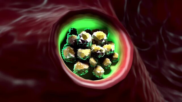 Jagged Crystalline Gallstones Blocking Glowing Green Bile in 3D Cinematic Render